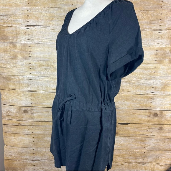 Universal Thread Black Linen Blend Romper Size S Pockets V Neck Tie Waist - Picture 8 of 13